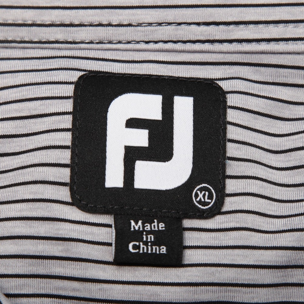 FootJoy Polo Shirt Mens XL Gray Striped Golf Performance Rockaway River CC Logo - Picture 5 of 11